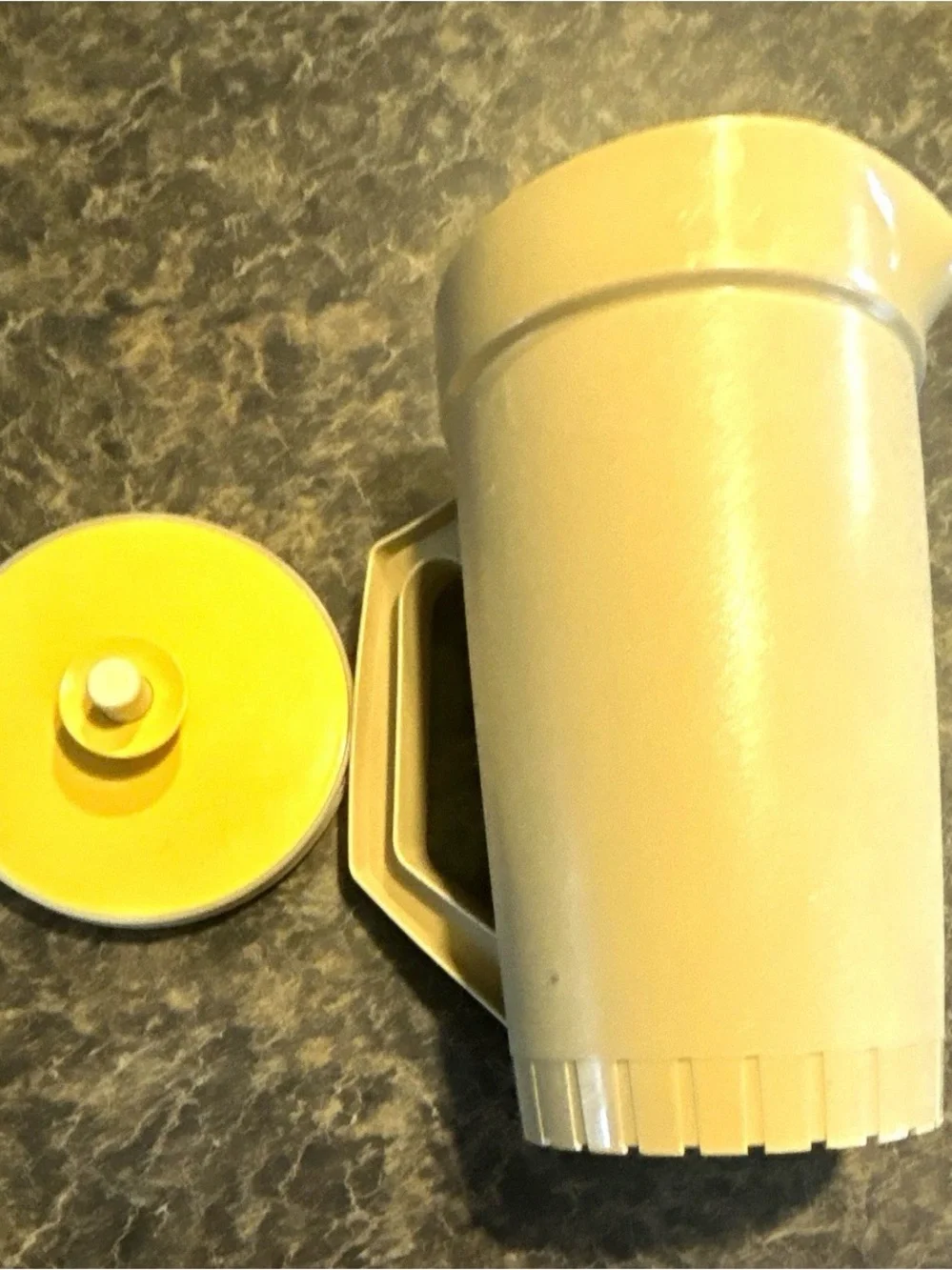 Yellow and Cream Insulated Pitcher with Lid